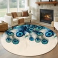 thumbnail image 1 of Peacock Feathers Round Rugs for Living Room 5ft Retro Green Abstract Art Non Slip Circle Rug Washable Low-Profile Indoor Carpet for Bedroom, Dining Room, Bathroom, 1 of 9