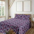 thumbnail image 1 of Ambesonne Peacock Feathers Fitted & Flat Sheet with Shams 4 Pcs Set, Tropical Fuzz Art, Queen, Pale Azure Blue Indigo, 1 of 1