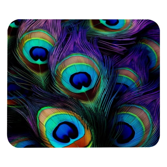 Peacock Feathers Square Gaming Mouse Pad Desk Mat, 8.3x9.8 Inch, Non-Slip Rubber Bottom, Printed, Suitable for Office and Gaming