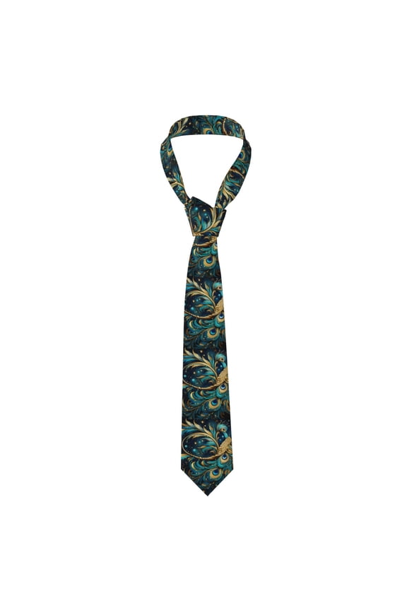 Peacock Feathers Starry Men's Formal Necktie Business Suit Accessory Ties for Weddings Banquets Office Gift