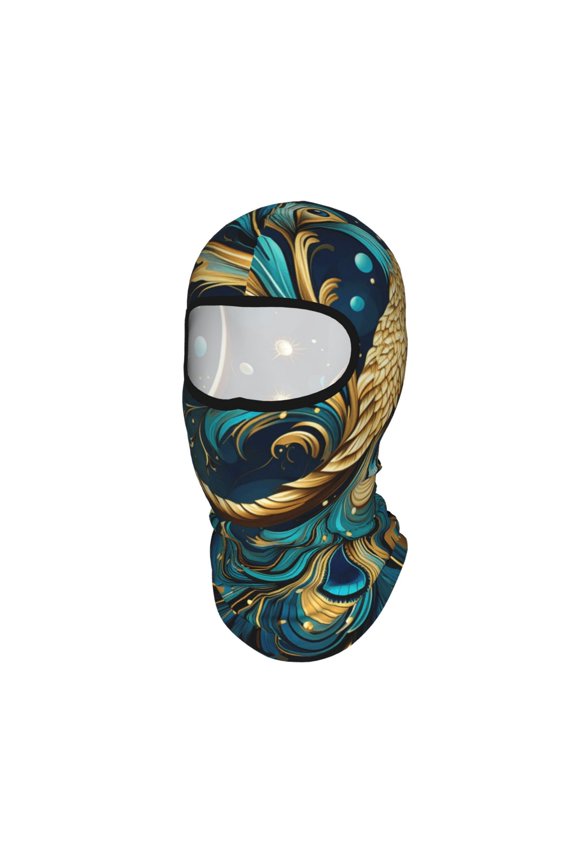 Peacock Feathers Starry Unisex Balaclava Ski Mask Full Face Cover for Cold Weather & UV Protection, Breathable Cooling Helmet Liner