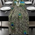 thumbnail image 1 of Peacock Feathers Table Runner 72 Inches Long, Contemporary Aesthetic Art Kitchen Coffee Dining Table Decoration for Home Party Birthday Wedding Home Decor 18x72 Inches, 1 of 8