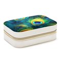 thumbnail image 1 of Peacock Feathers Velvet Portable Jewelry Display Stand and Organizer with Removable Compartment - Gift, 1 of 7