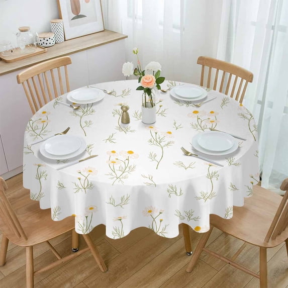 Peacock Feathers Vintage Round Tablecloths for Dining Table Waterproof Table Cover for Kitchen Living Room