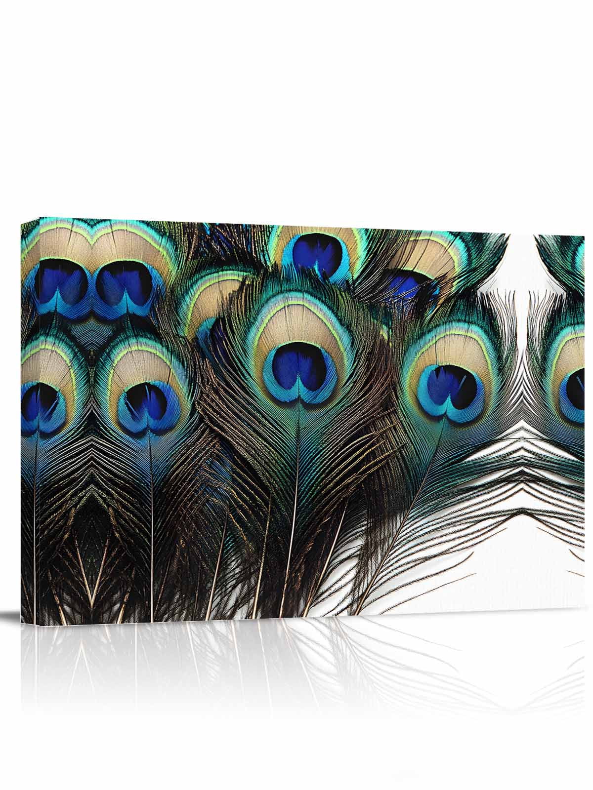 Peacock Feathers Wall Art for Living Room,Canvas Picture Wall Decor for