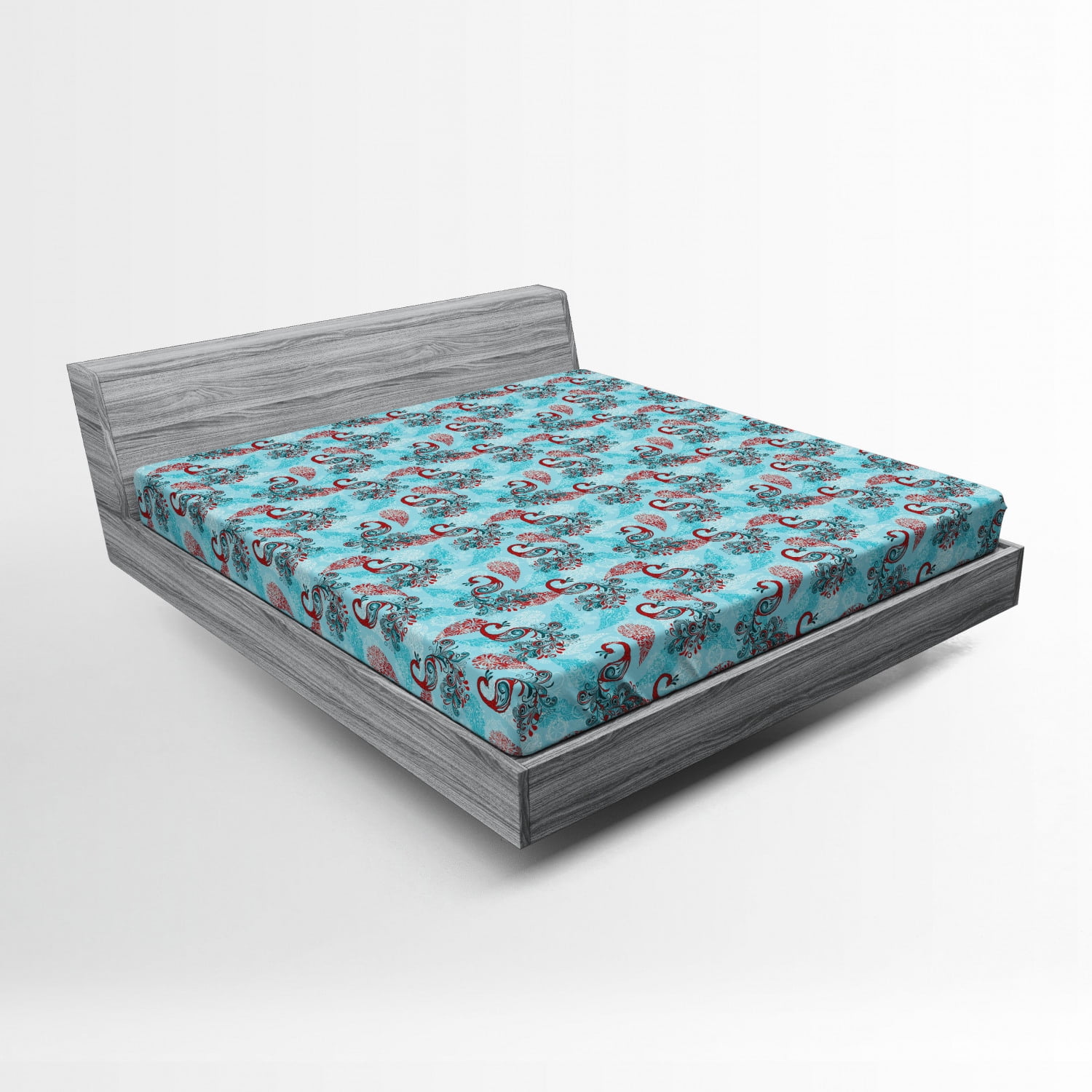 Peacock Fitted Sheet, Peacocks and Snowflakes Classic Traditional