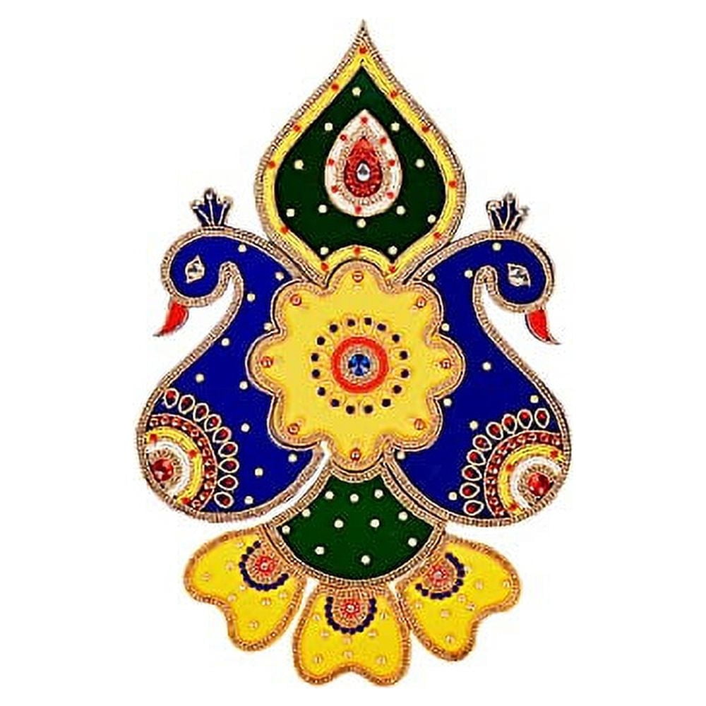 Peacock Floor Rangoli Designer reusable Rangoli Acrylic Rangoli Indian Traditional Home Decor Gift for Interior Decoration Festival Diwali Decorations and gifting Size:- 14"