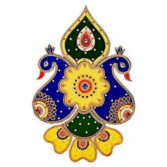 Peacock Floor Rangoli Designer reusable Rangoli Acrylic Rangoli Indian Traditional Home Decor Gift for Interior Decoration Festival Diwali Decorations and gifting Size:- 14"
