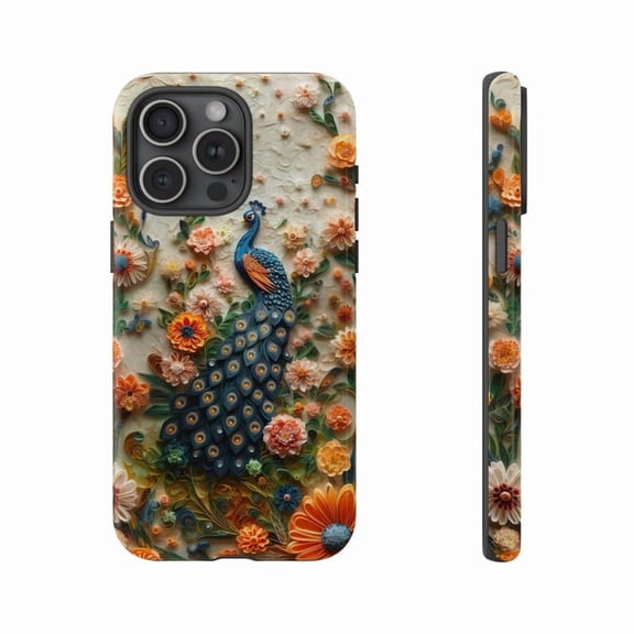 Peacock Floral Colorful Nature Bird Feather Pattern G295 Compatible Phone Case for iPhone 17, 16, 15, 14, 13, 12, and 11 Pro Max