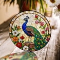 thumbnail image 1 of Peacock Floral Glass Suncatcher v5, Bird Lover Window Art, Colorful Garden, 6.3 in, 1 of 3