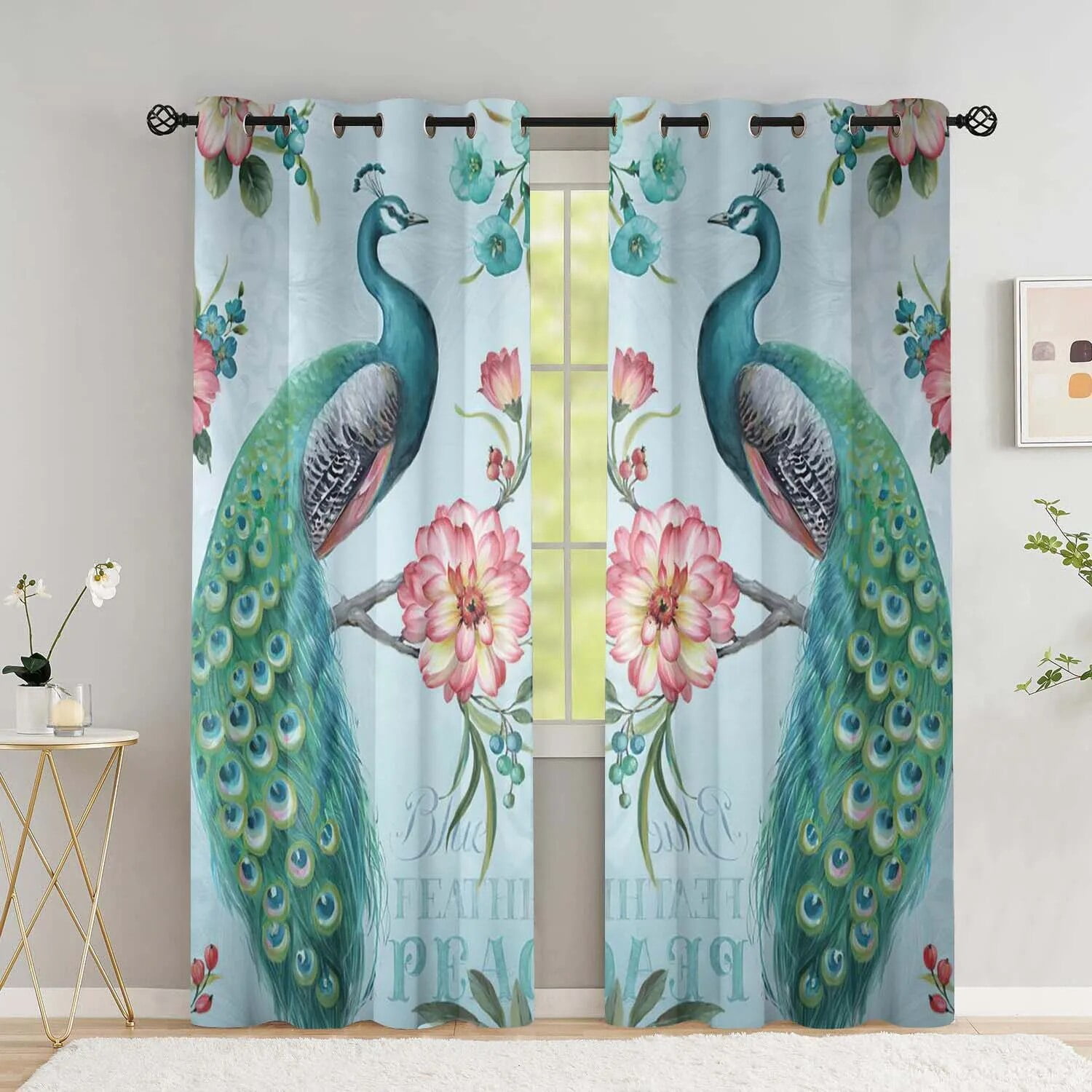 Peacock Flower Thick Curtains For The Bedroom Animal Drapes In Living ...