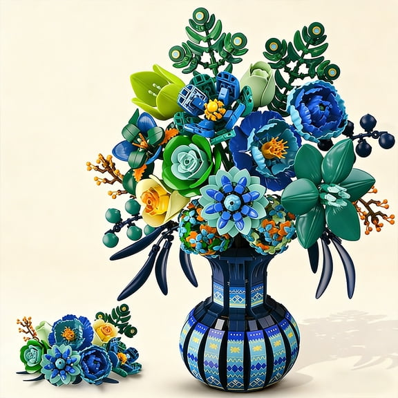 Peacock Flowers Bonsai Building Set, Botanical Collection Flower Bouquet, 1235 Pieces