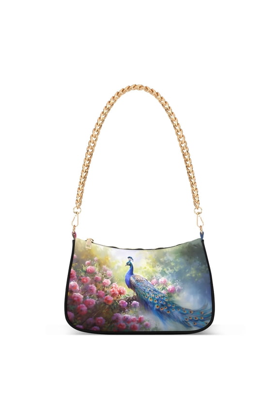 Peacock Flowers TreesWomen Small Shoulder Bag Crossbody Tote Hobo Bags Purse Clutch Handbags with Chain Strap for Women