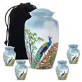 thumbnail image 1 of Peacock Funeral Cremation Urns For Human Ashes Man - Blue Urn For Ashes Adult Male - 10 Inch 1 Large Decorative Urn For Ash For Women - Set Of 4 Pink Keepsake Urns For Adults, 3 Inch, 1 of 7