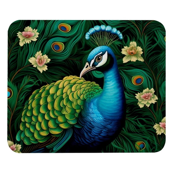 Peacock Gaming Mousepad Mouse Mat Desk Mat - Square, 8.3x9.8 Inch, Non-Slip Rubber Bottom, Printed, Suitable for Office and Gaming