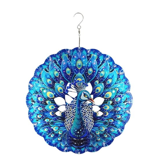Peacock Gifts for Women, Peacock Wind Spinner Garden Decor, 12 inch 3D Hanging Wind Spinners Outdoor
