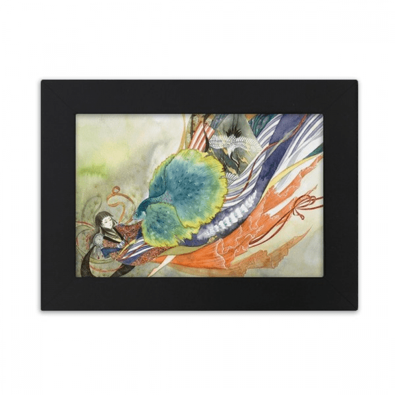 Peacock Girl Chinese Antique Illustrator Desktop Photo Frame Ornaments Picture Art Painting