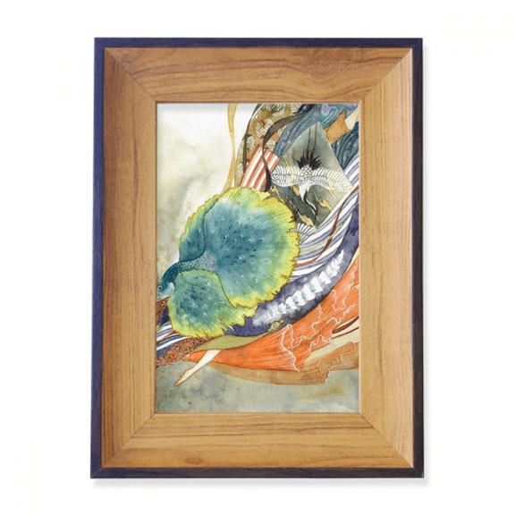 Peacock Girl Chinese Antique Illustrator Photo Frame Exhibition Display Art Desktop Painting