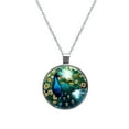 thumbnail image 1 of Peacock Glass Circular Pendant Necklace - Elegant Jewelry for Women, 1 of 5