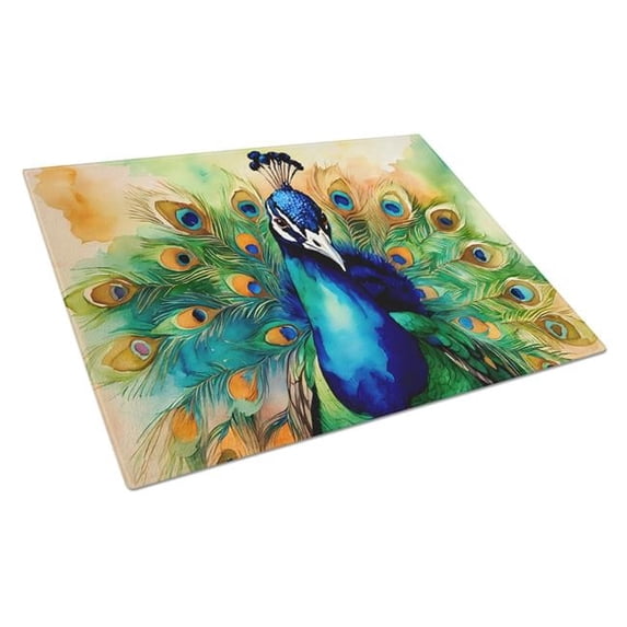 Peacock Glass Cutting Board 12 in x 15 in