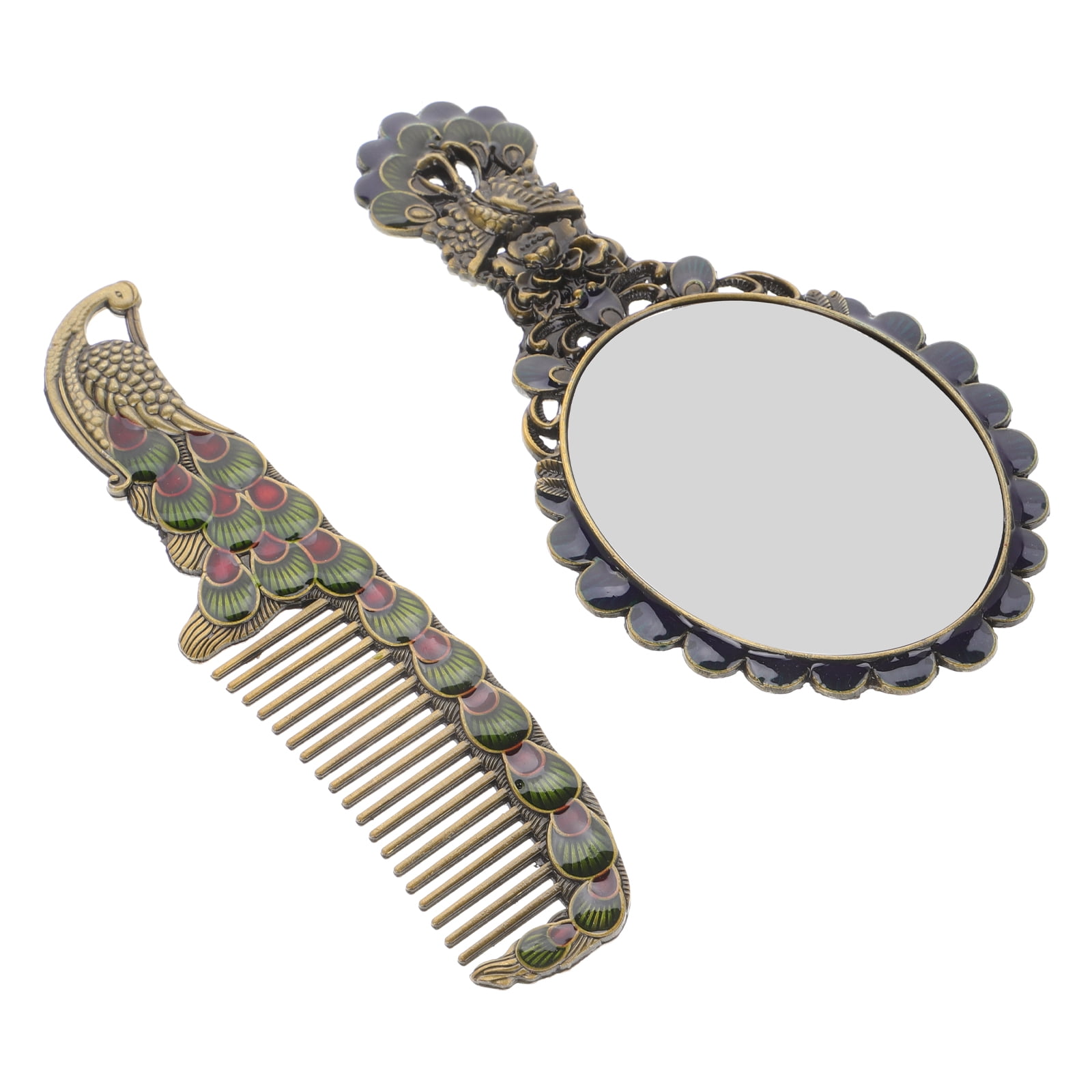 Peacock Handheld Makeup Mirror Mini Mirror Vintage Compact Mirror Extra