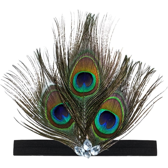 Peacock  Headband with Sparkling Rhinestones 1920s Fascinator Flapper   Headpiece Dance Hair Accessories for Women Halloween  Party Wedding Prom Dress Up Decor