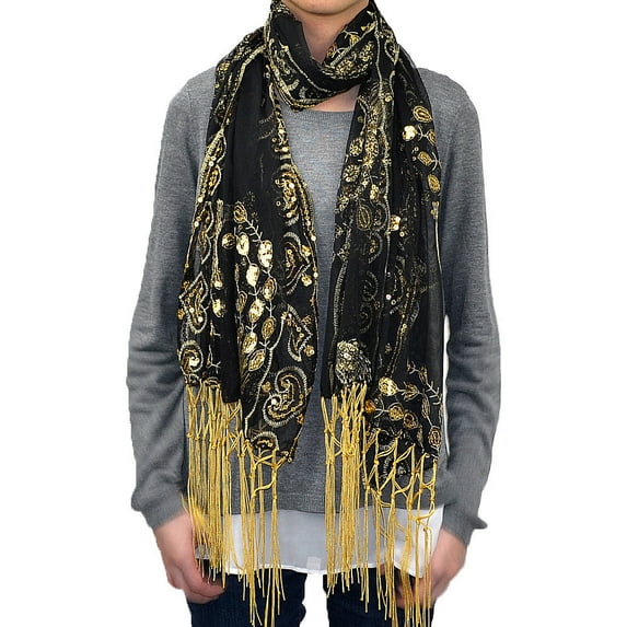 Peacock & Heart Sequins Scarf
