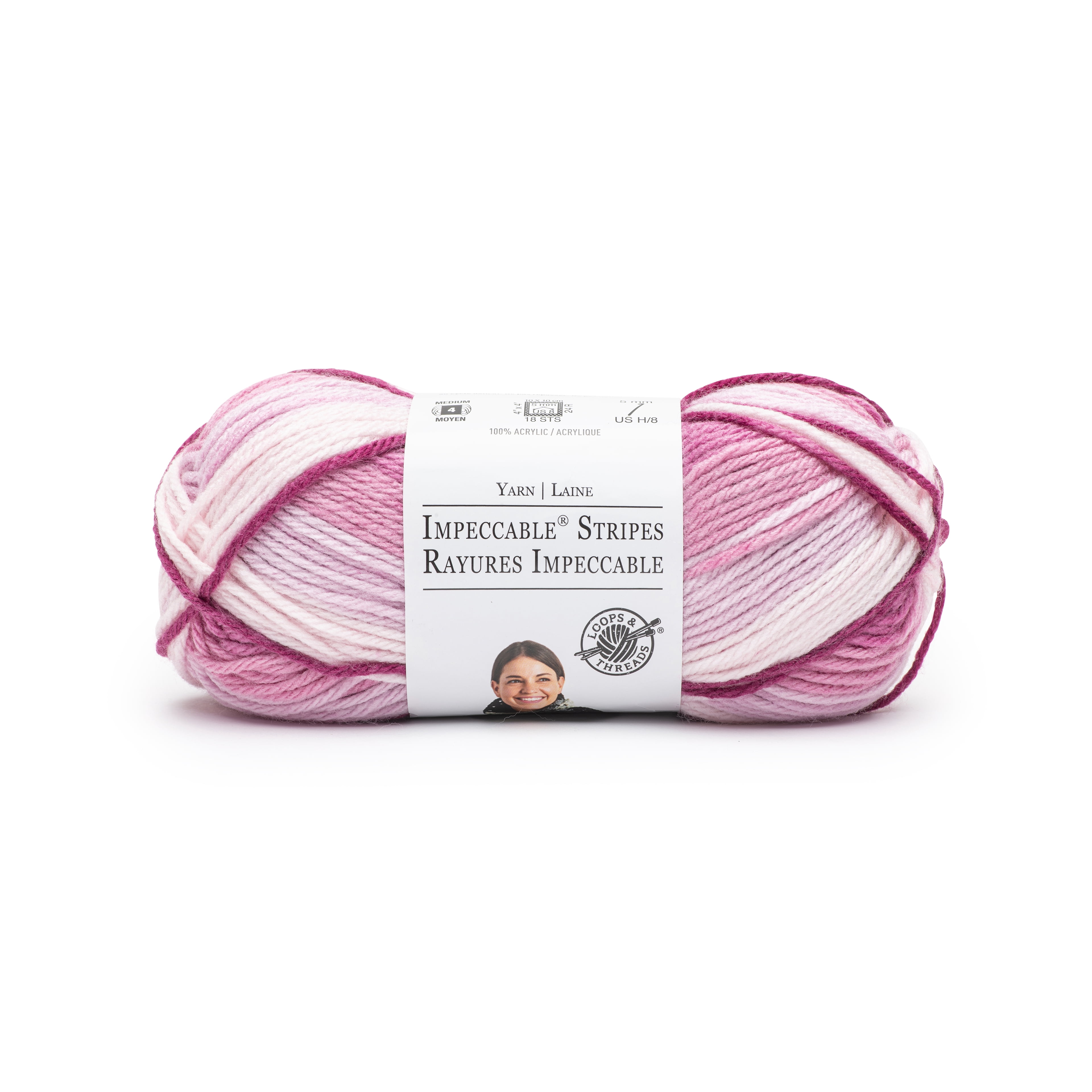 Loops & Threads Peacock Impeccable Stripes Yarn - Medium Weight Yarn for Knitting, Crochet, Weaving, Arts & Crafts, 18 Pack