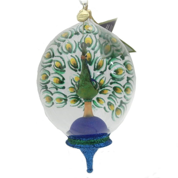 Peacock In A Dome - 1 Glass Ornament 7 Inch, Glass - Ornament Feather Bird 17595