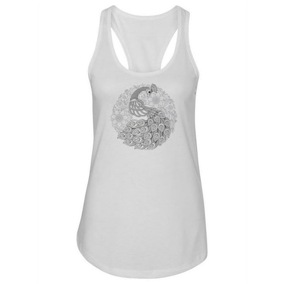 Peacock In Zentangle Tank Women -Image by Shutterstock, Female Medium