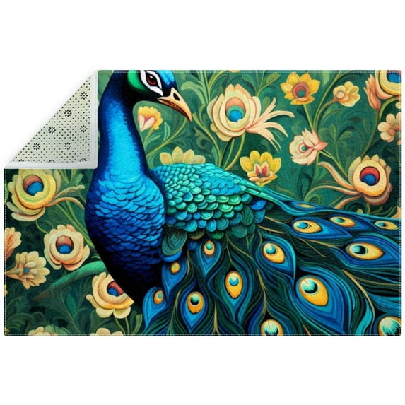 Peacock Indoor Entrance Rug - Durable Polyester Floor Mat for Home, Doorway, and Welcome Mats - Easy to Clean - Modern Design for Entryway Decor