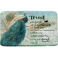 thumbnail image 1 of Peacock Inspirational Quote Bath Mat Retro Teal Peacock Feather Wild Animal Motivational Word Elegant Bathroom Kitchen Rugs,16x48 Inch, 1 of 2