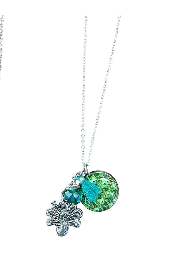 Peacock-Inspired Charm Necklace | Unique Handmade Jewelry