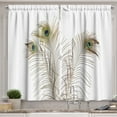 thumbnail image 1 of Peacock Kitchen Curtains, Peacock Feathers Closeup Simple Picture Minimalistic Design Print, Two Panels Drapes with Rod Pocket Room Decor, 55" X 45", Turquoise Brown, by Ambesonne, 1 of 3