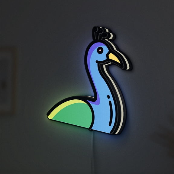 Peacock LED Lightbox - Bird Ornithology Wildlife Decor, Custom Led Sign for Home Office Shop Decor (Width 12 inch, 30cm)