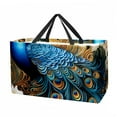 thumbnail image 1 of Peacock Large Capacity Reusable Foldable Oxford Cloth Storage Basket: Tote Bag, Laundry Organizer, and Storage Box, 1 of 7