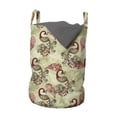 thumbnail image 1 of Peacock Laundry Bag, Winter Pattern Peacocks Snowflakes Floral Paisley Ornate, Hamper Basket with Handles Drawstring Closure for Laundromats, 13" x 19", Ruby Olive Green Cream, by Ambesonne, 1 of 4