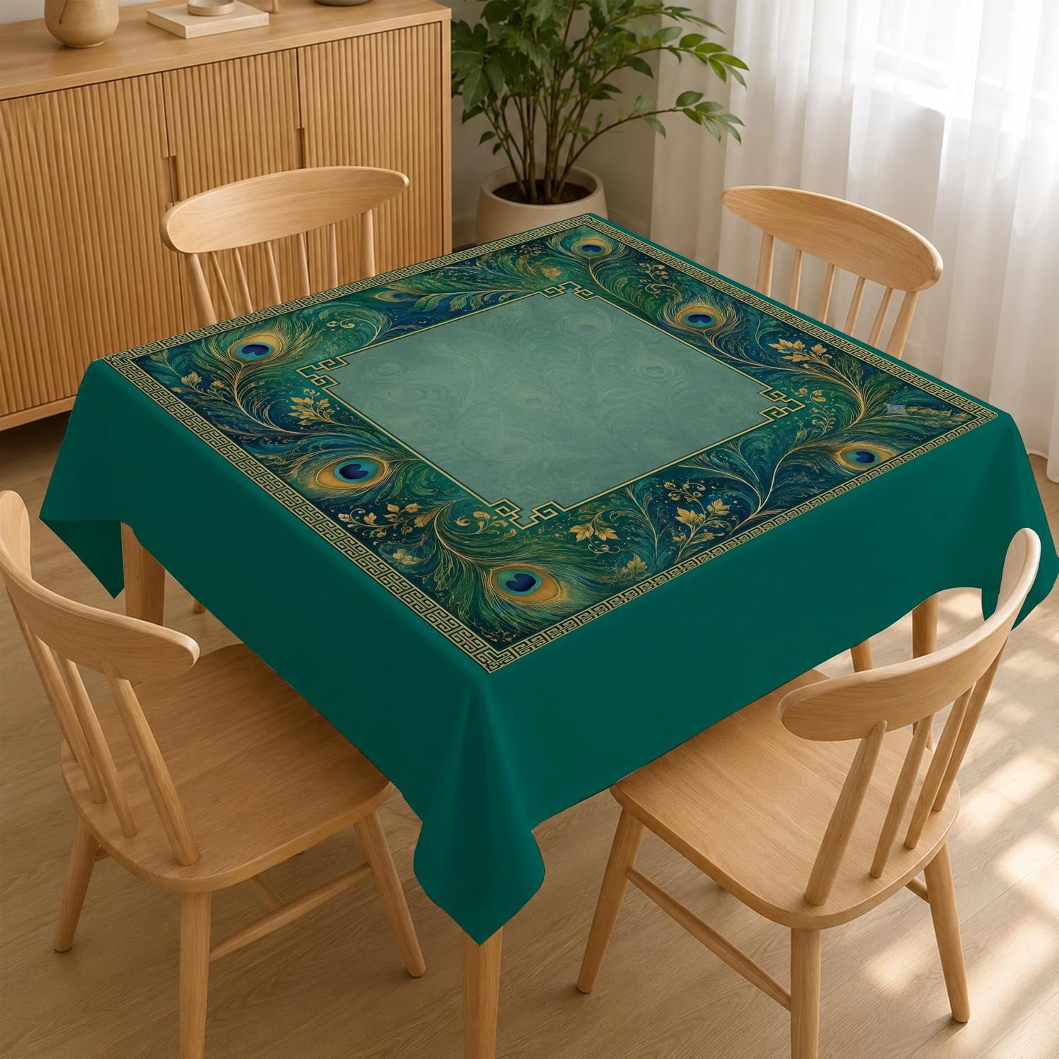 Peacock Mahjong Tablecloth 55x55 Inch, Green Peacock Mahjong Mat ...