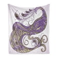 thumbnail image 1 of Peacock Mandala Soft Flannel Fleece Throw Blanket, Ornamental Design of Detailed Hand-drawn Peafowl Illustration, Cozy Plush for Indoor and Outdoor Use, 70" x 90", Multicolor, by Ambesonne, 1 of 5