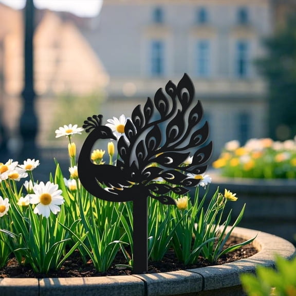 Peacock Metal Decorative Garden Stakes Funny Bird Metal Outdoor Statues Weatherproof Garden Decoration Ornament Gifts Bird Outdoor Yard Decor for Planter Backyard Pathway Patio Lawn Walkways