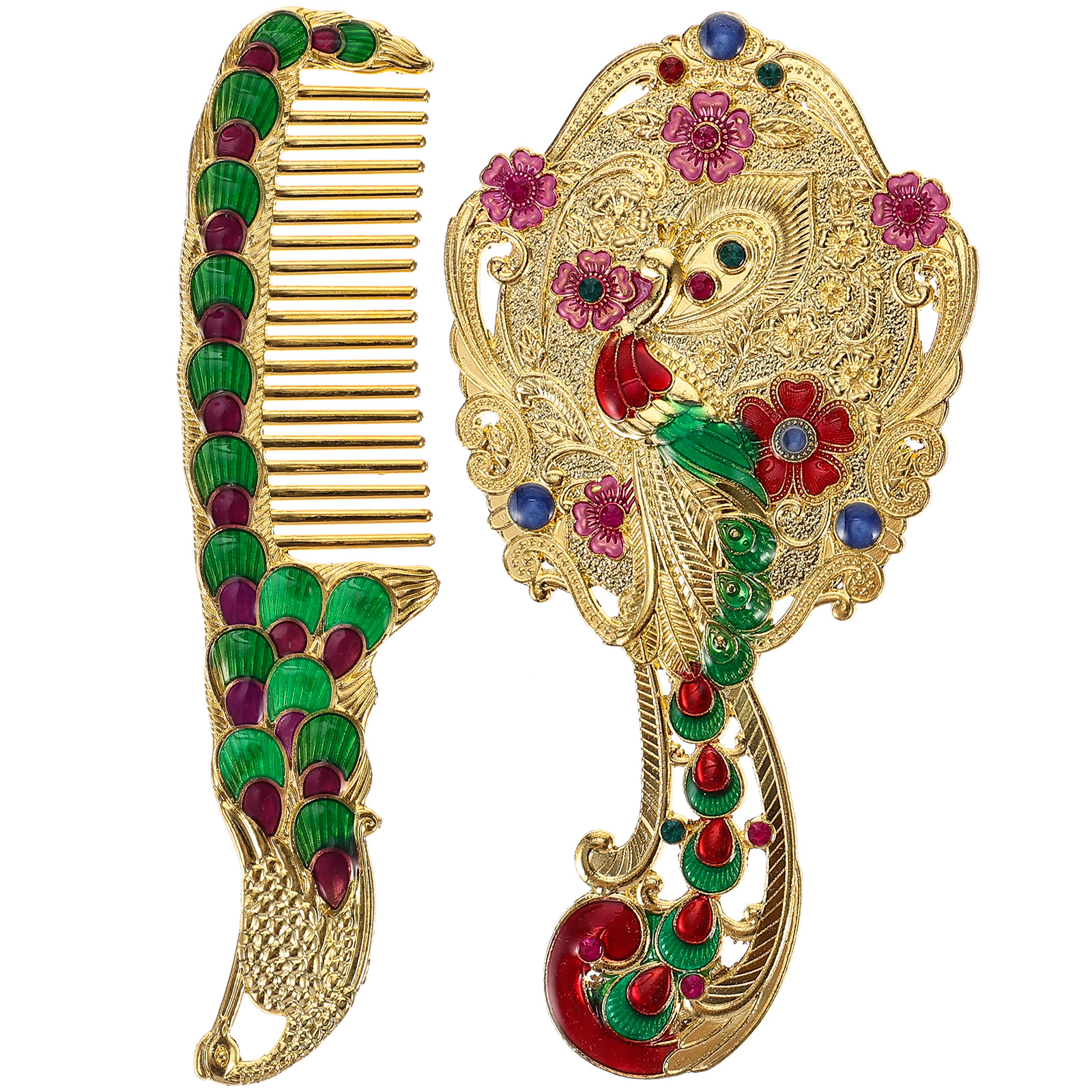 Peacock Mirror Comb Handheld Mirrors Makeup+mirror Makeup Compact