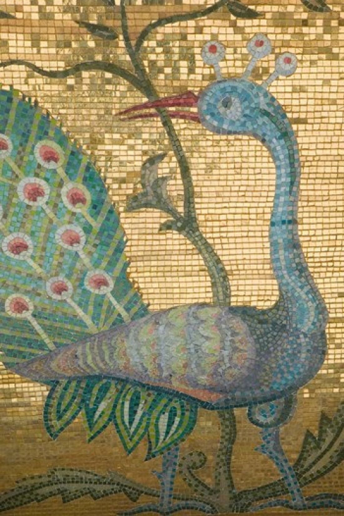 Peacock Mosaic Eleftherotria Monastery Macherado Zakynthos Ionian Islands Greece Canvas Art - Walter Bibikow DanitaDelimont (19 x 28)