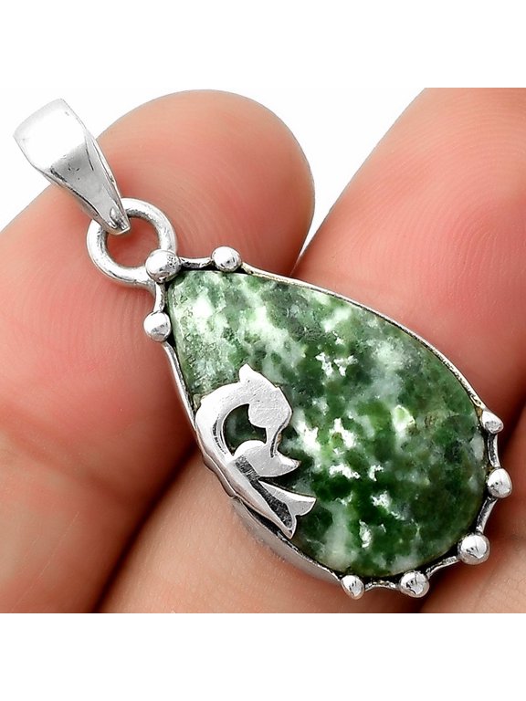 Peacock - Natural Dioptase 925 Sterling Silver Pendant Jewelry P-1698 SDP111826