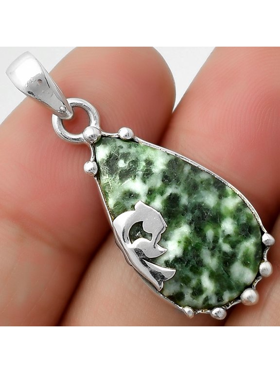 Peacock - Natural Dioptase 925 Sterling Silver Pendant Jewelry P-1698 SDP111855