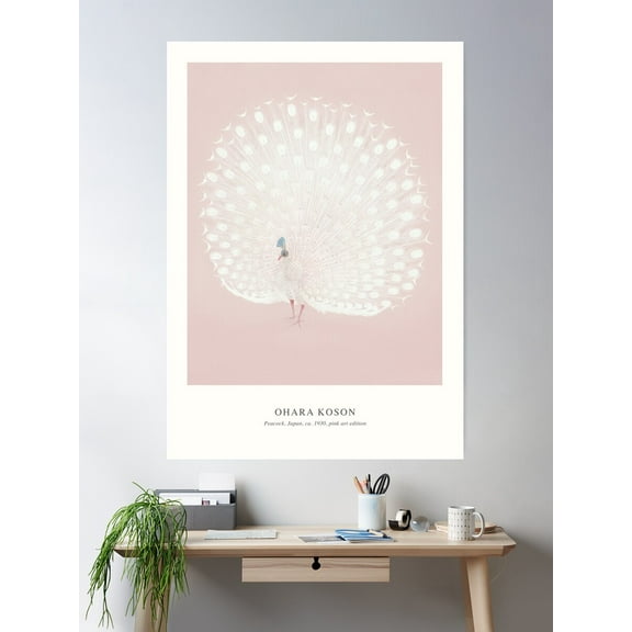 Peacock Ohora Koson Pink Art Edition Poster Wall Art, Modern Wall Decor For Living Room Bedroom, 24x36 UNFRAMED
