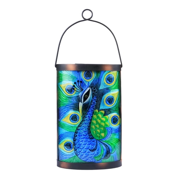 Peacock Outdoor Solar Lanterns Waterproof , Solar Powered Energy LED Light Lantern Hanging Solar Lights Lanterns Decorative for Garden Yard Pathway