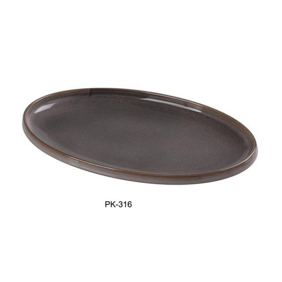 Peacock Oval Dinner Plate, Gray - Pack of 6