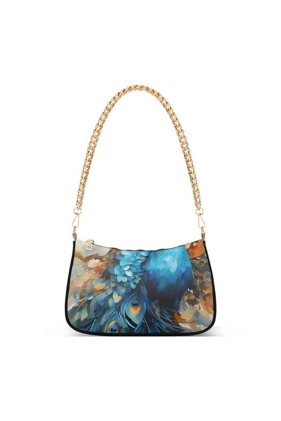Peacock Painting FlowersWomen Small Shoulder Bag Crossbody Tote Hobo Bags Purse Clutch Handbags with Chain Strap for Women