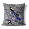 thumbnail image 1 of Peacock Paradise Indoor/Outdoor Pillow in Gray 26x26, 1 of 5