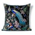 thumbnail image 1 of Peacock Paradise Indoor/Outdoor Pillow with Removable Cover in Black 20x20, 1 of 6
